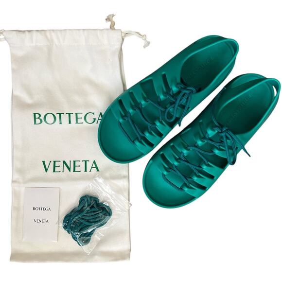 Bottega Veneta Green Rubber Slingback Sandals, US10/IT40 - Picture 11 of 12